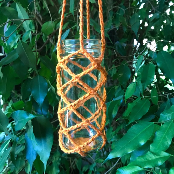 Other - Orange Crocheted hanging jar